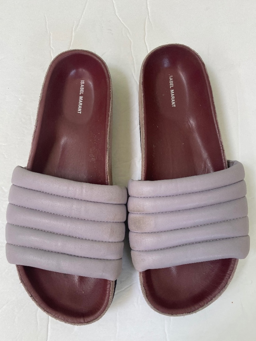 Isabel Marant Women Slide Sandals Lavender Leather Slip-On 6